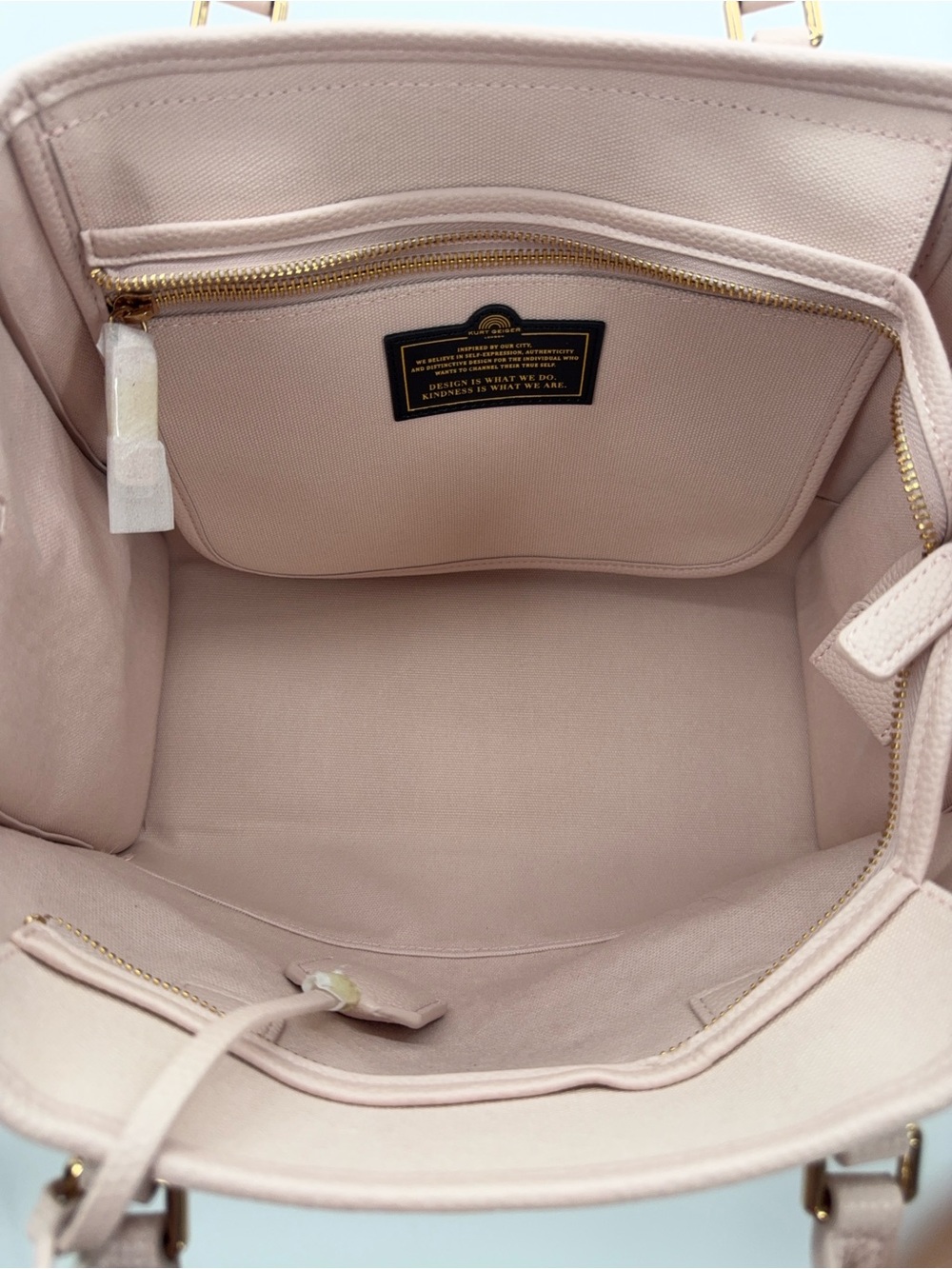 KURT GEIGER LONDON Chiswick Top Handle Tote Bag Pastel Pink Woven - Picture 8 of 10